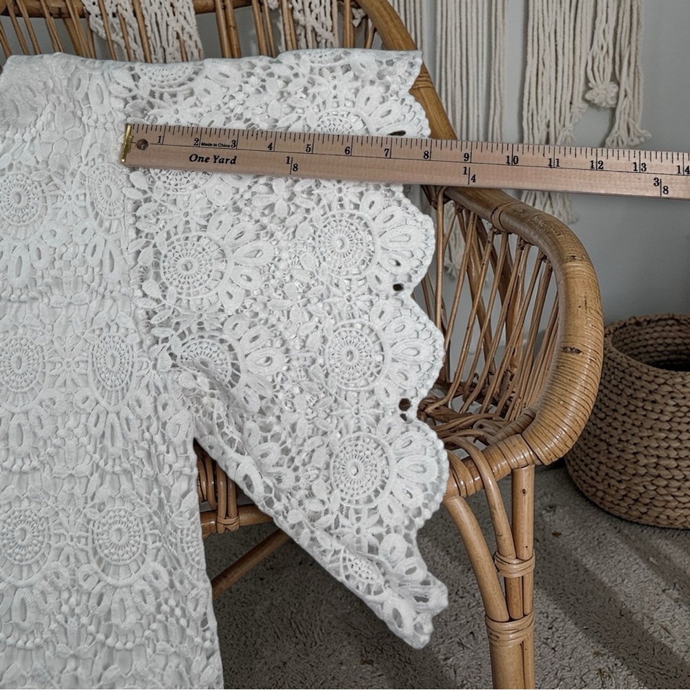Anthony Original White Crochet Lace Blouse Sz S Boho Scalloped Hem Feminine Top - Picture 5 of 11